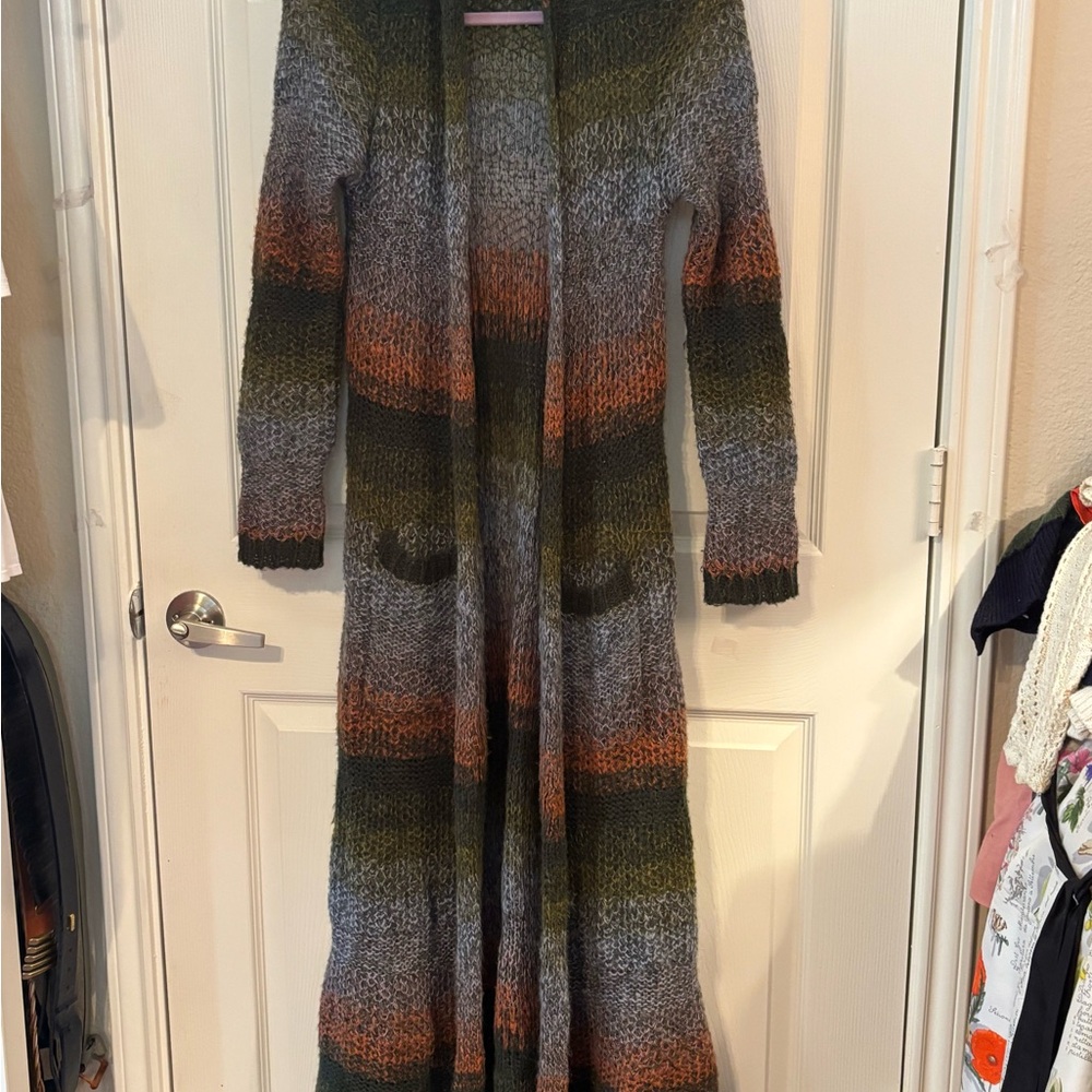 Anthropologie Striped Long Knit Cardigan
